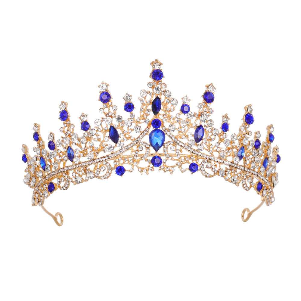 Luxury Full Rhinestone Bridal Tiara - Elegant Alloy Crown Hairband with 3A Grade Crystals Blue