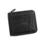 Black Men's Leather Wallet with Zipper and Horse Embossed Design - Compact and Stylish