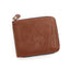 Brown Men's Leather Wallet with Zipper and Horse Embossed Design - Compact and Stylish