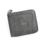 Grey Men's Leather Wallet with Zipper and Horse Embossed Design - Compact and Stylish