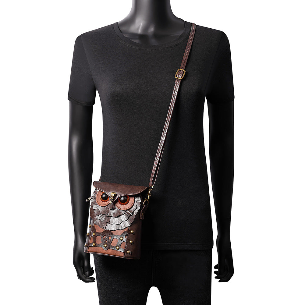 Handcrafted Leather Owl Crossbody Bag ��� Unique Retro Design Shoulder Purse for Women
