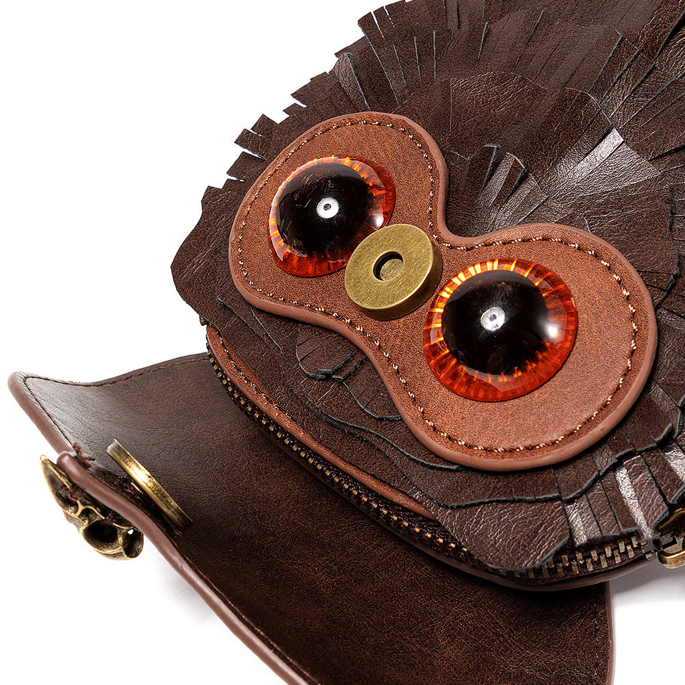 Handcrafted Leather Owl Crossbody Bag ��� Unique Retro Design Shoulder Purse for Women