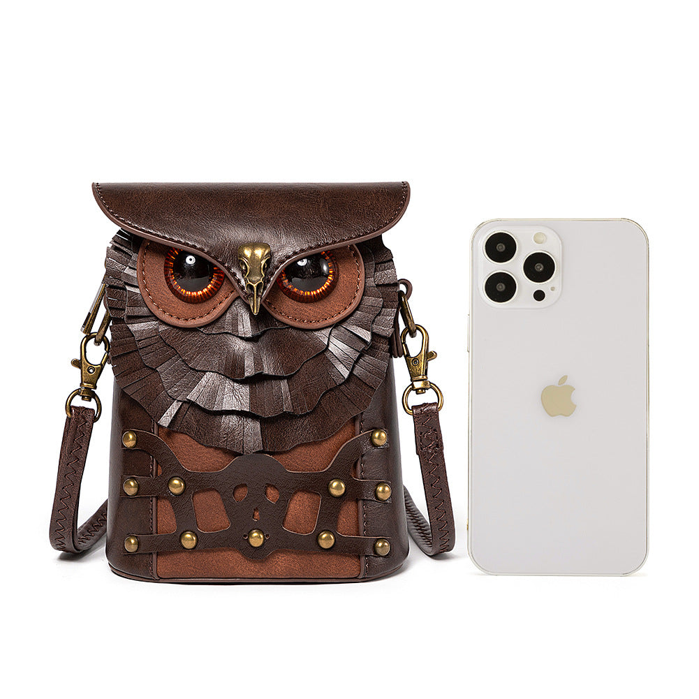 Handcrafted Leather Owl Crossbody Bag ��� Unique Retro Design Shoulder Purse for Women