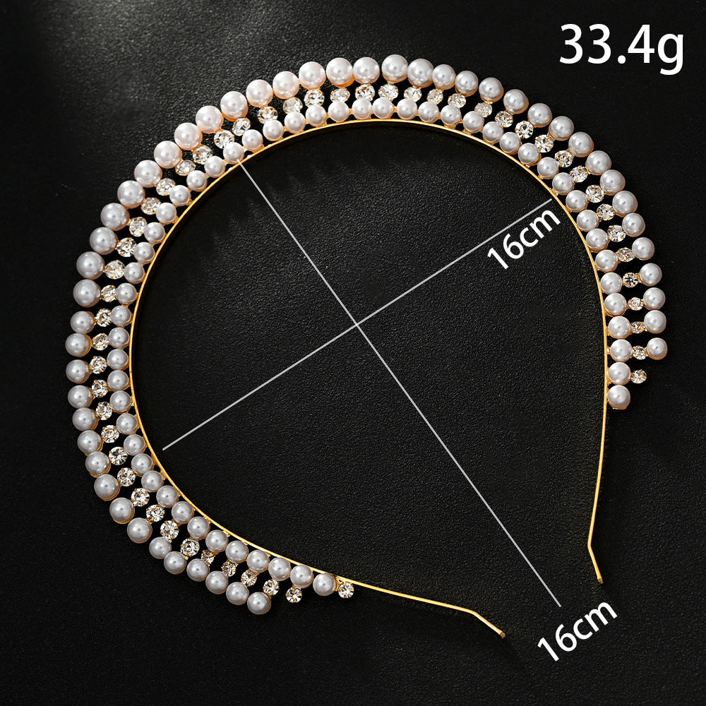 Silver Elegant Faux Pearl Bridal Headband ��� Multi-Layer Vintage Princess Tiara for Weddings and Formal Occasions, Lightweight Design