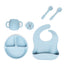 Blue 096# Silicone Baby Feeding Set - Suction Plate, Bib, Cup & Utensils | BPA-Free Baby Tableware