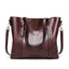 Elegant PU Leather Tote Bag with Detachable Strap - Coffee