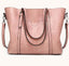 Elegant PU Leather Tote Bag with Detachable Strap - Pink