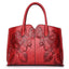 Red Elegant Embossed Rose Leather Handbag - Vintage Style Tote Bag