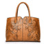 Brown Elegant Embossed Rose Leather Handbag - Vintage Style Tote Bag