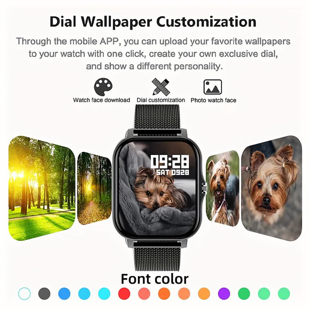 Gold Smart Fitness Watch with Large Display - 24 Sport Modes, Heart Rate Monitor & More