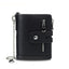 Black Genuine Leather Tri-Fold Wallet - Fashionable Multi-Card Men's and Women's Wallet