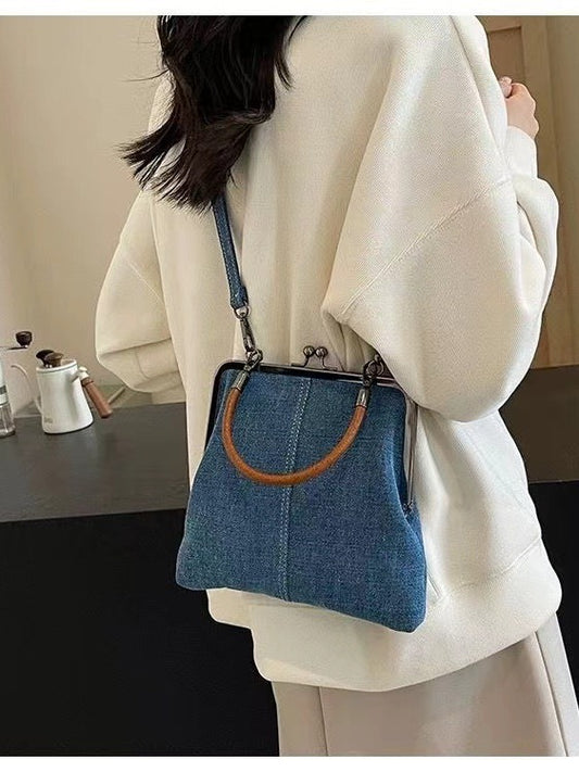 Blue Handmade Denim Patchwork Small Crossbody Bag ��� Women���s Shoulder & Handbag with Vintage Style