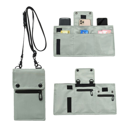 Grey Water-Resistant Nylon Crossbody Phone Bag ��� Compact Travel Wallet & Card Holder for Men and Women(Mobile phones and cards are shooting props, not included)