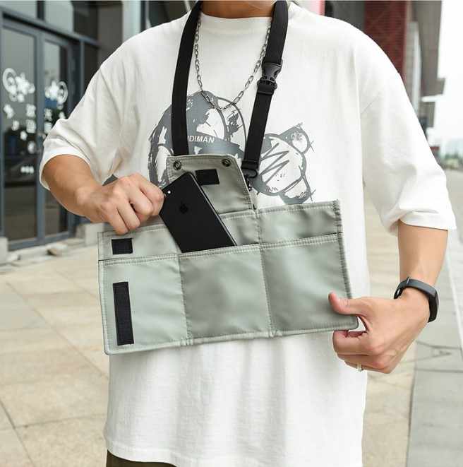 Grey Water-Resistant Nylon Crossbody Phone Bag ��� Compact Travel Wallet & Card Holder for Men and Women(Mobile phones and cards are shooting props, not included)