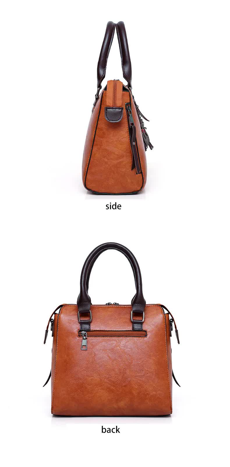 Black 4-Piece Women���s PU Leather Tote Bag Set - Vintage Handbag, Shoulder Bag, Clutch, and Card Holder - Lightweight Design