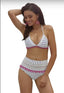 Women's Blue White Striped Pom Pom Bikini