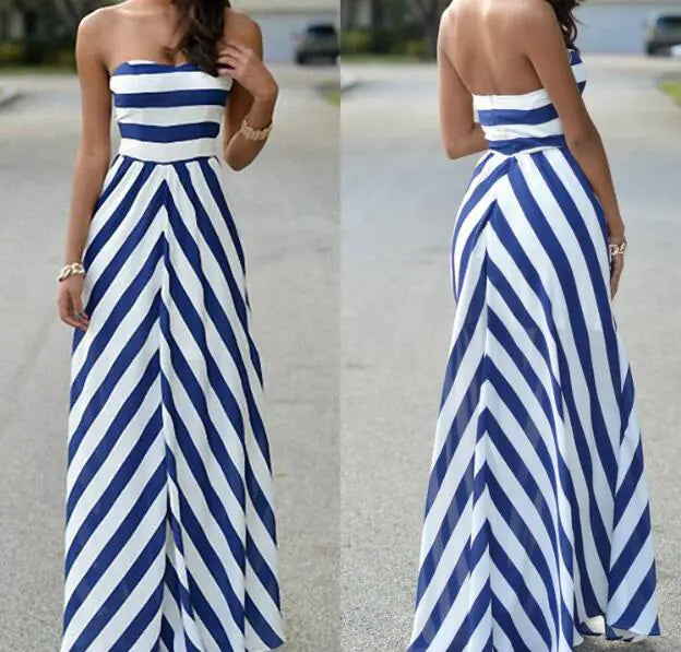Women's Strapless Striped Dress