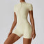 Women's Zipper Short Sleeve Yoga Jumpsuit