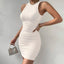 Sleeveless Round Neck Pleated Slim-fit Sheath Dress