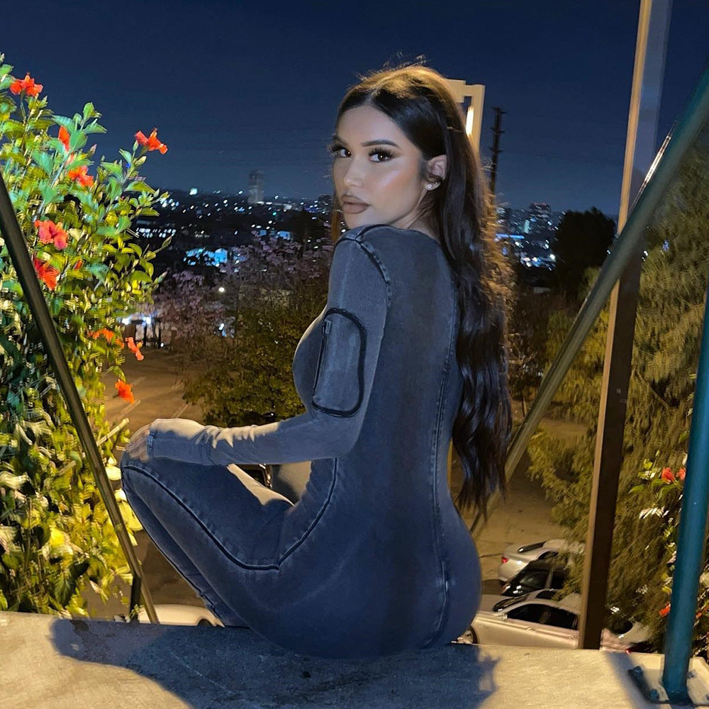 Women's Autumn Skinny Denim Jumpsuit