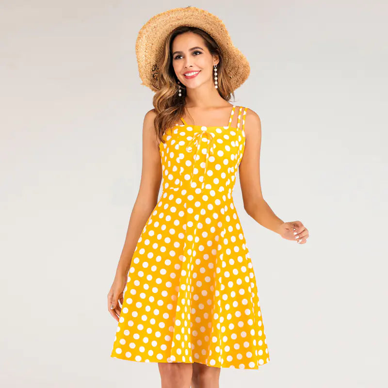 Women's Slim Fit Polka Dot Cami Dress