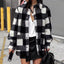 Women's Black & White Plaid Shirt Jacket