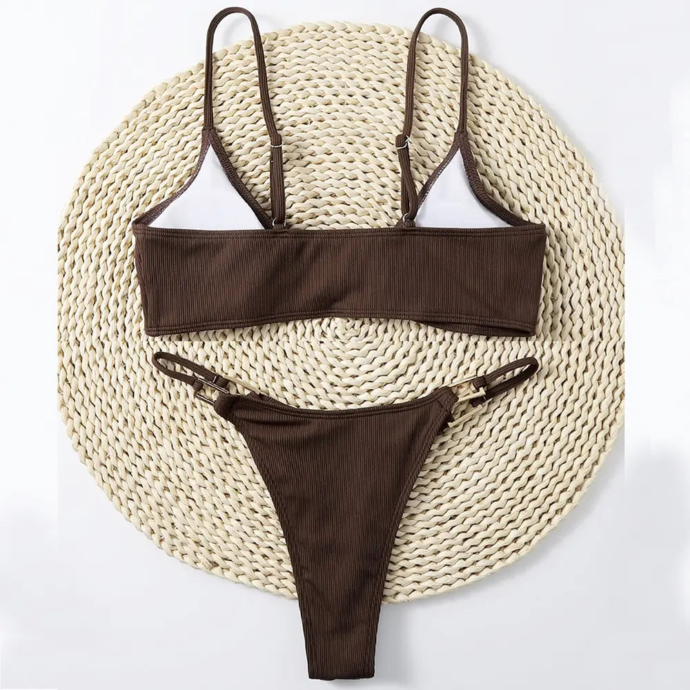 Women's Sexy Ribbed Micro Bikini