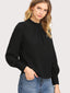 Women's Pleated Stand Collar Chiffon Shirt Women's Tops & T-shirt Unbranded Black XS