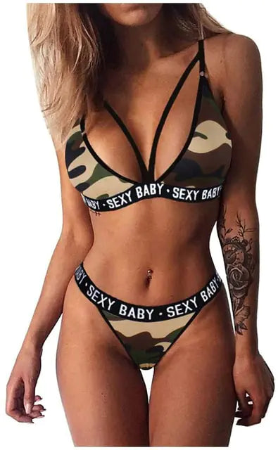 Women's 2 Set Pieces Underwear Bra & Panty Bikini
