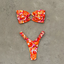 Women's Printed Pleated Bikini Women's Bikini Unbranded Orange S