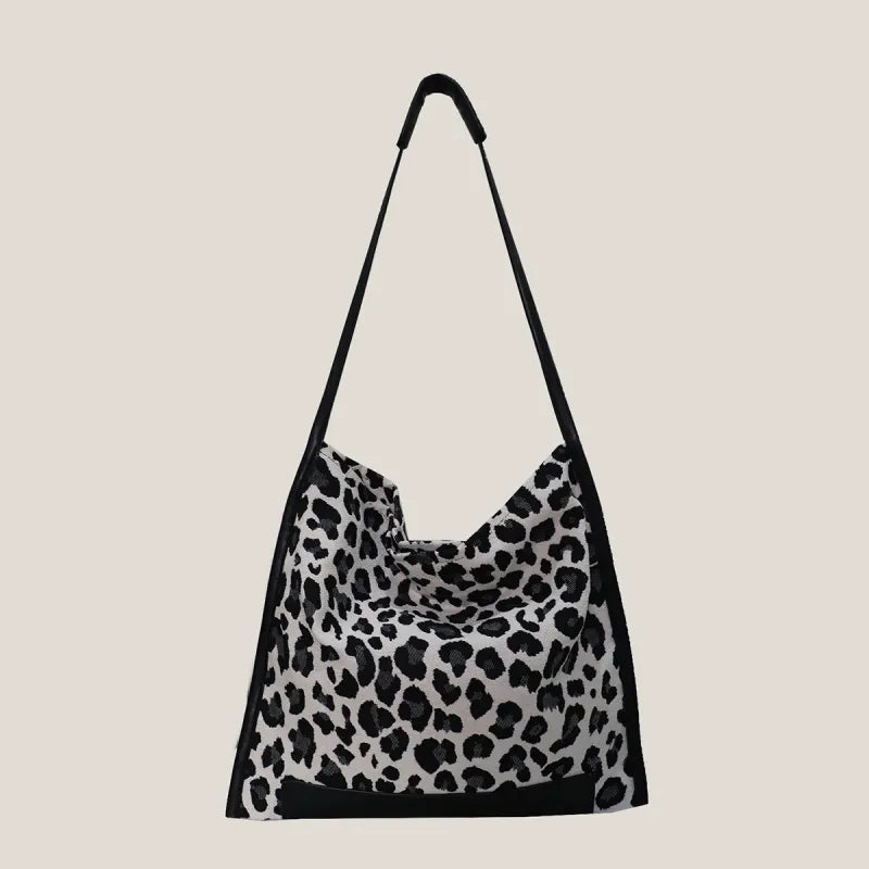 Leopard Print Canvas Shoulder Bag