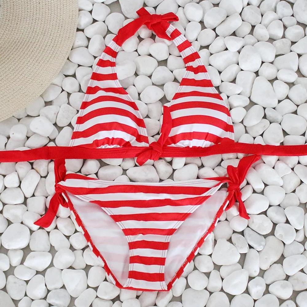 Women's Striped Push Up Bikini Swimwear