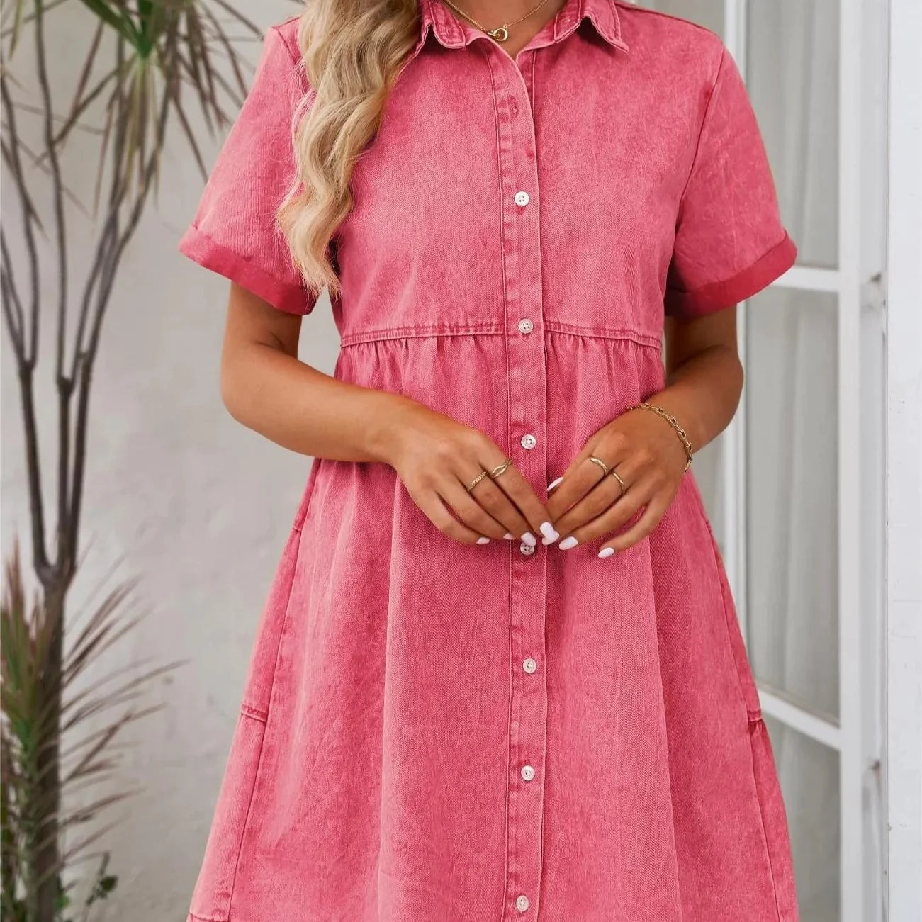 Women's Ruffled Denim Dress
