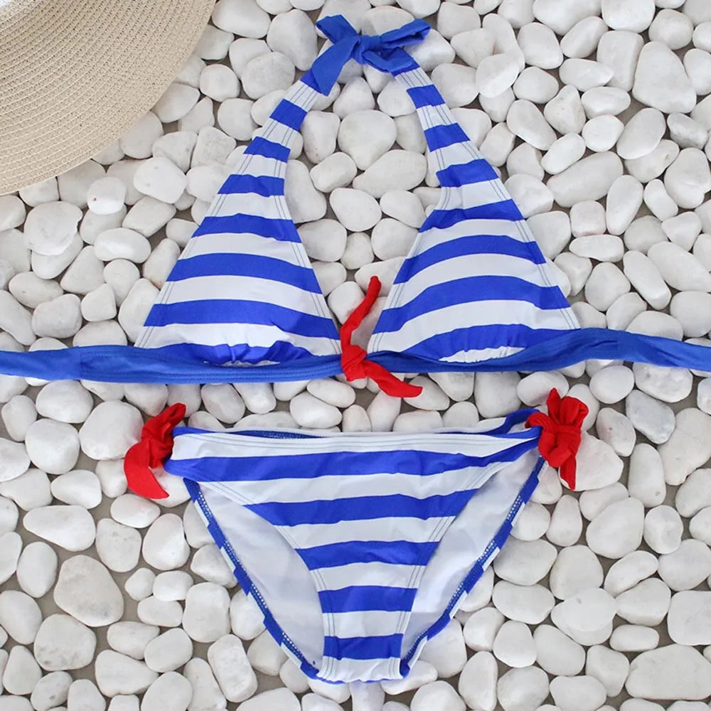 Women's Striped Push Up Bikini Swimwear