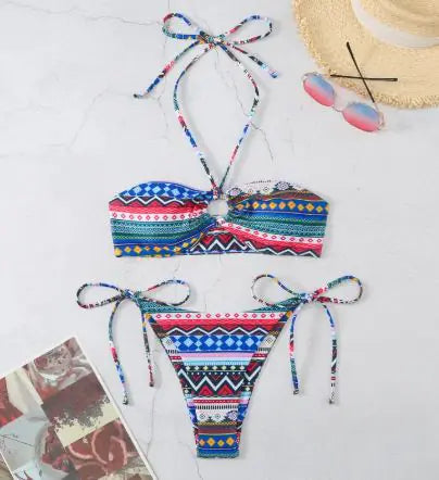 Women's Halter Split Bikini Swimsuit