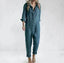 Womens Casual Long Sleeve Button Jumpsuit