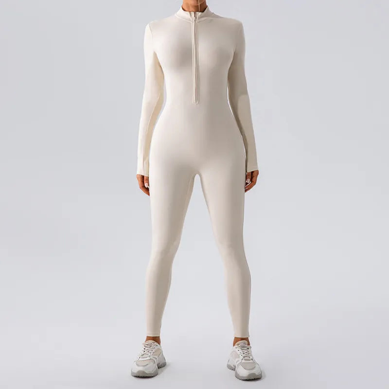 Women's High Elastic Zipper Yoga Jumpsuit