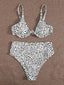 Women's Leopard Print Cut Out Underwire High Waist Bikini