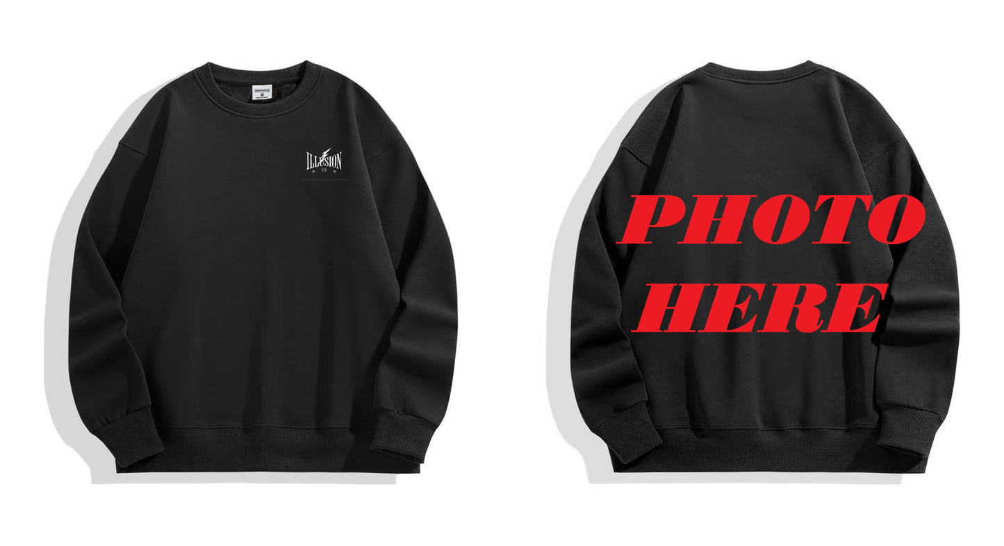 Custom Back ILLUSION CO Classic Logo Crewneck Sweatshirt