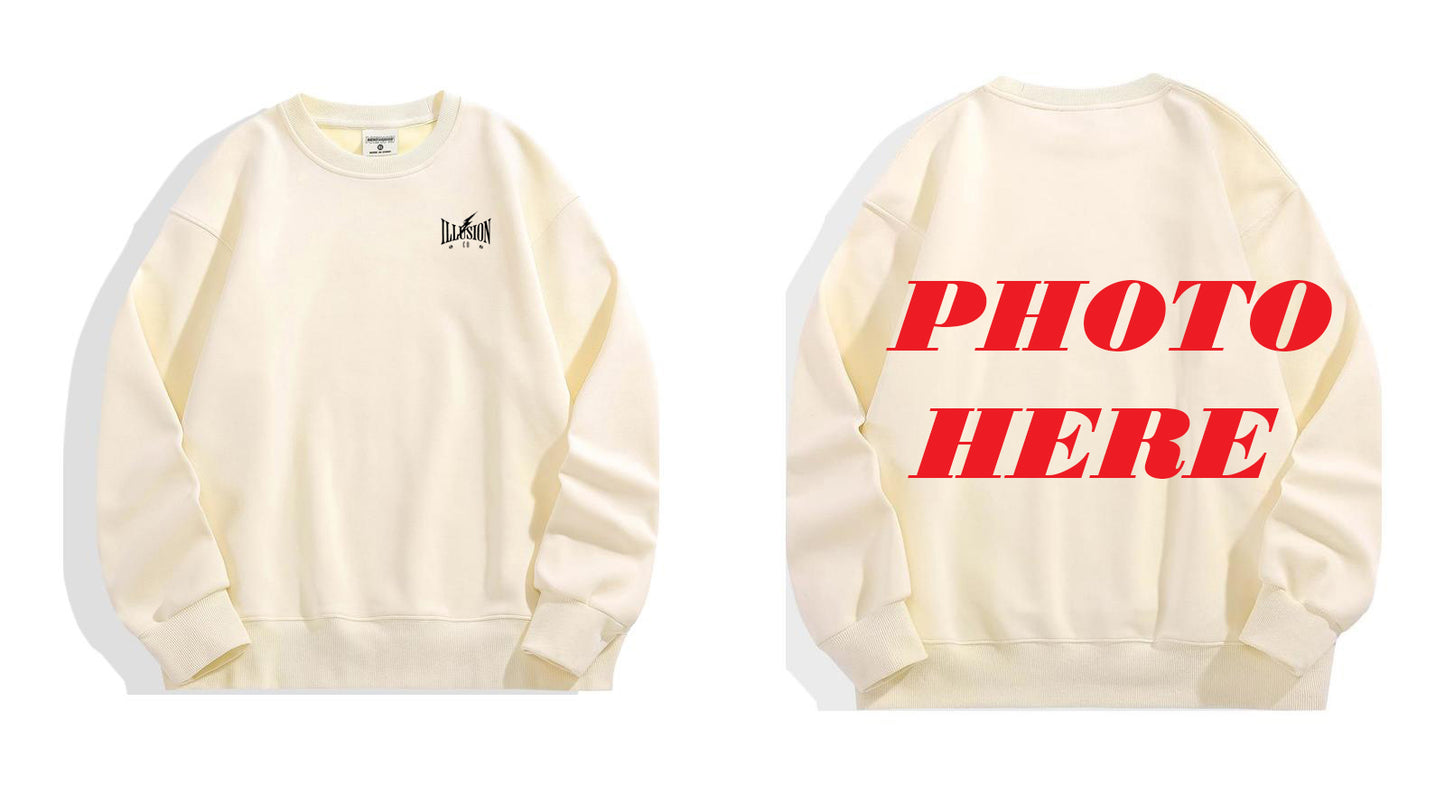 Custom Back ILLUSION CO Classic Logo Crewneck Sweatshirt