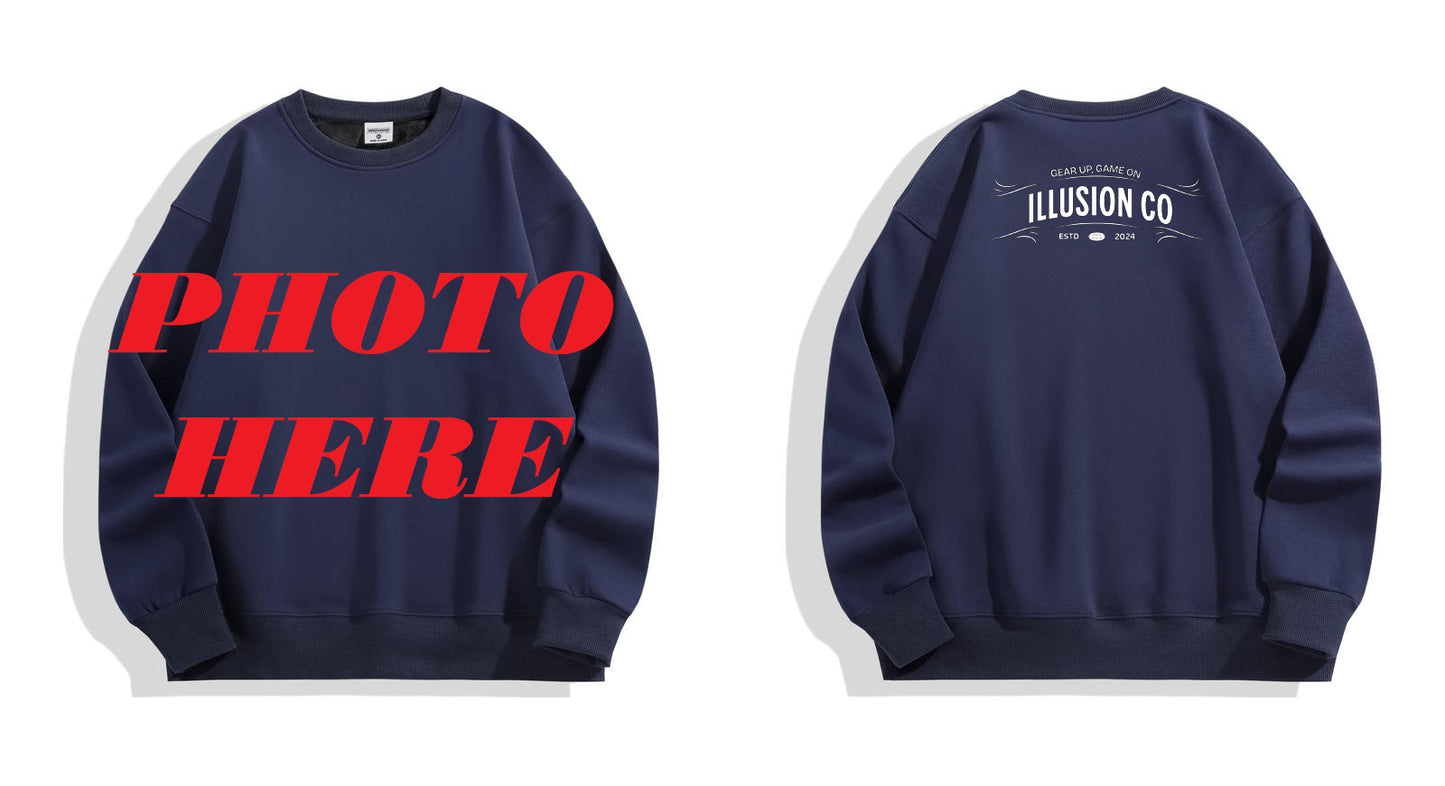 Custom Front ILLUSION CO Back Logo Crewneck Sweatshirt