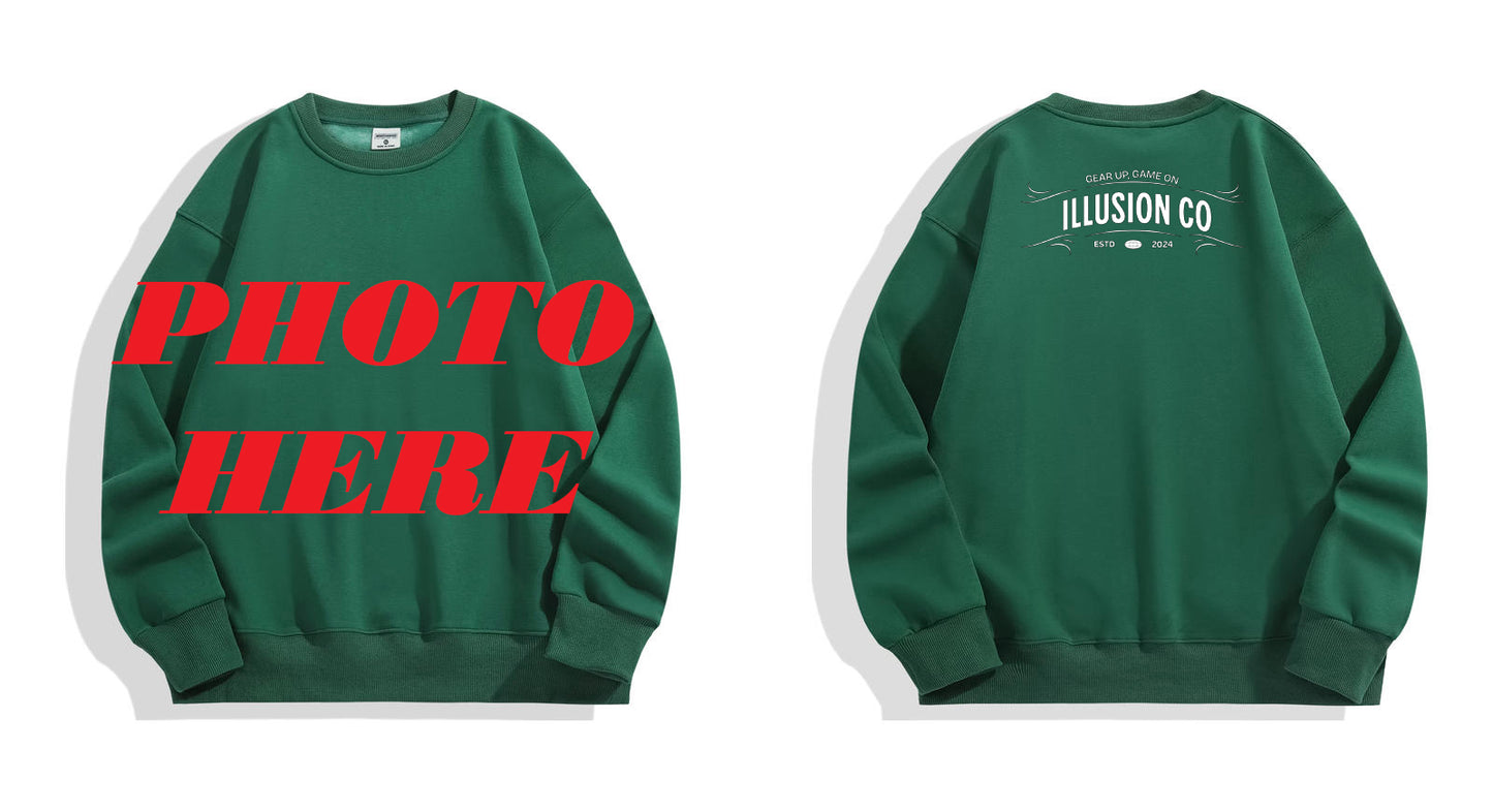 Custom Front ILLUSION CO Back Logo Crewneck Sweatshirt