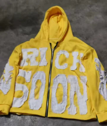 Letter Embroidered Oversized Hoodie Men