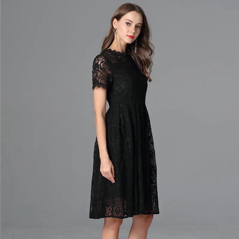 Women's Plus Size Little Black Summer Lace A Line Dress