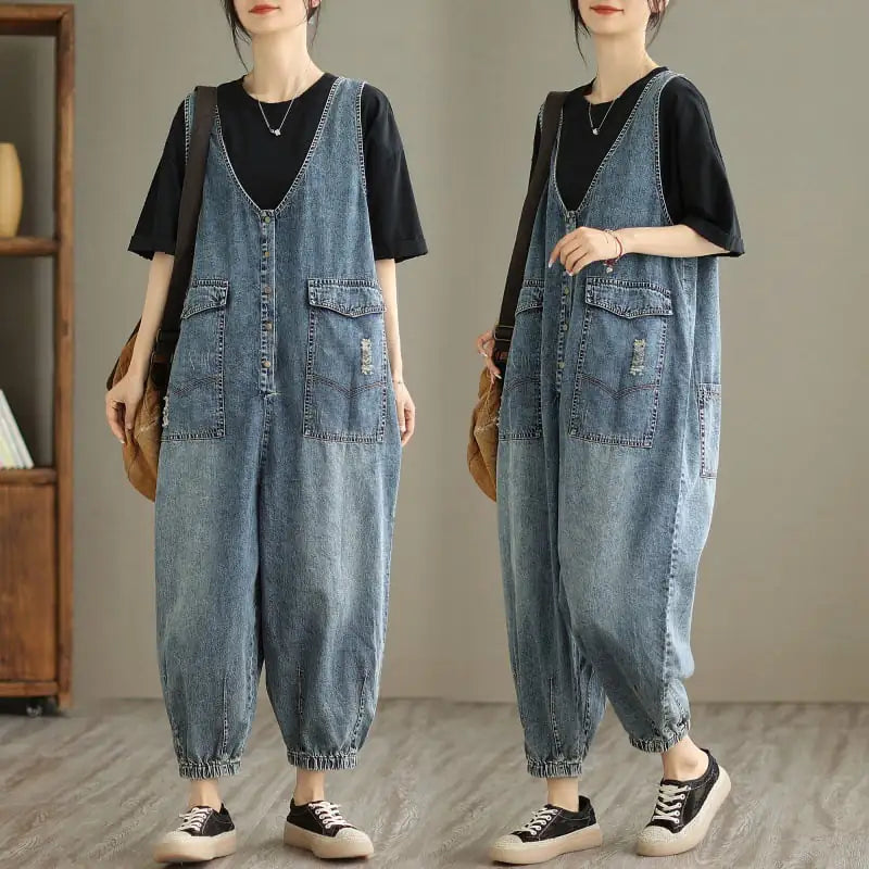 Women's Denim Tank Top Jumpsuit