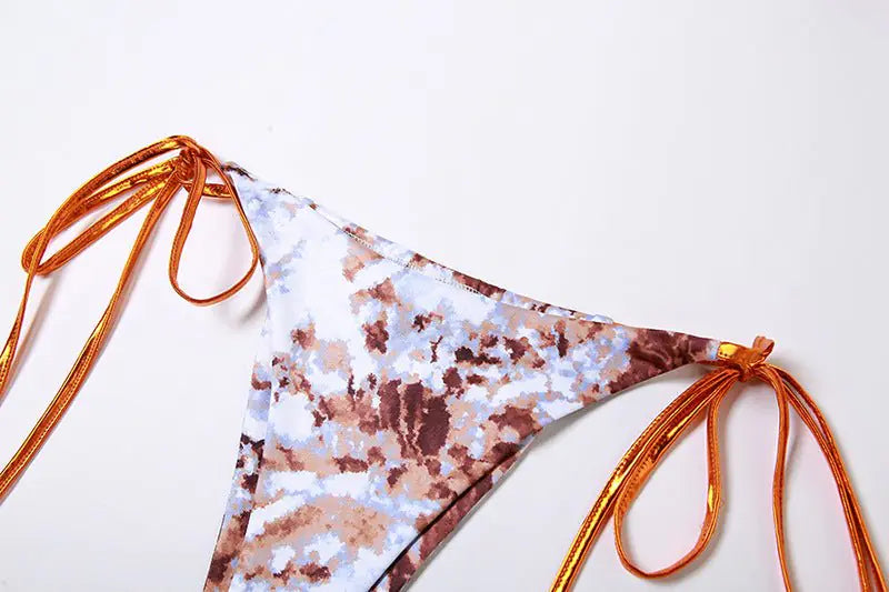 Women's Mexican Sunrise Metallic Bikini Cover Up Skirt Set