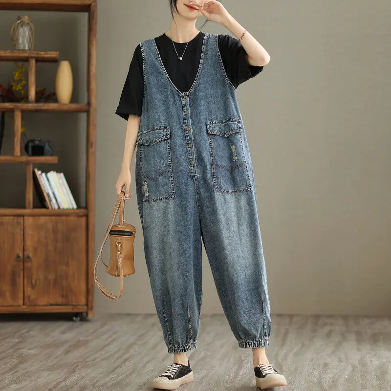 Women's Denim Tank Top Jumpsuit