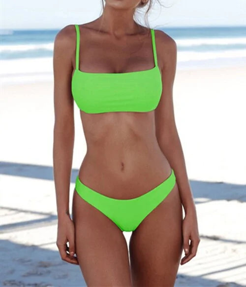 Women's Solid Sexy Bikini Set Two Piece Swimwear
