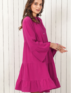 Women's Solid Color Pleated Shirt Dress