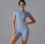 Women's Short Sleeve Zipper Sports Jumpsuit